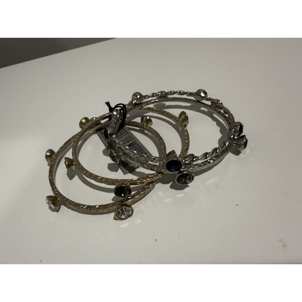 4 Pieces‎ ROBERT LEE MORRIS 8" Bangle Bracelet Gold & Silver Tone Gems GP
